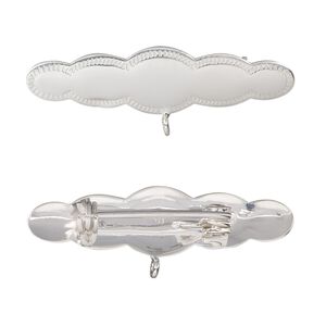 Pin back, sterling silver, 35x10mm with closed loop. Sold individually.