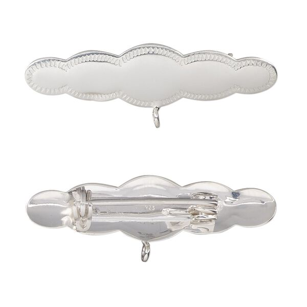 Pin back, sterling silver, 35x10mm with closed loop. Sold individually. image number 0
