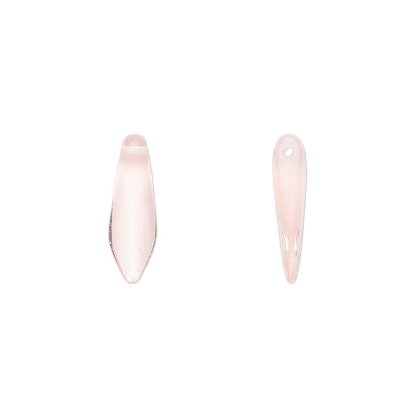 Bead, Czech pressed glass, light rose, 15.5x5mm top-drilled dagger. Sold per 15-1/2" to 16" strand, approximately 135-150 beads. image number 0