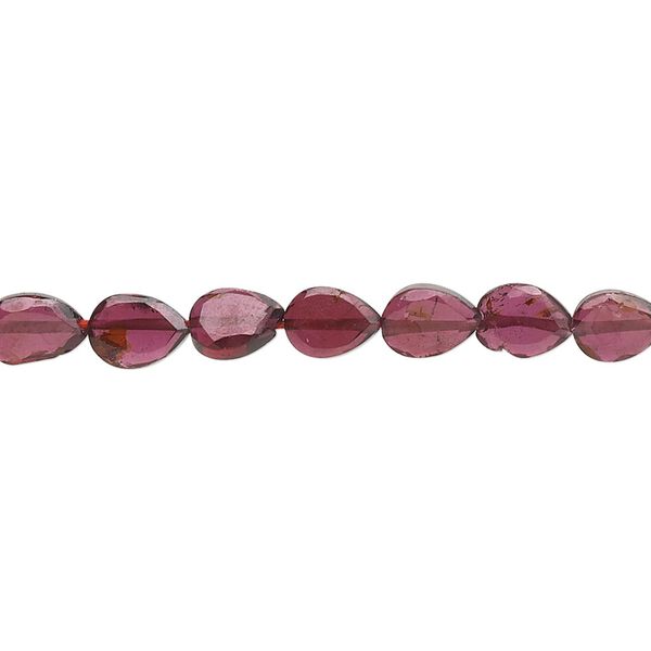 Garnet 1pkg1, hand-cut faceted flat teardrop bead 15.5-16 inch 7x5mm-8x7mm image number 0