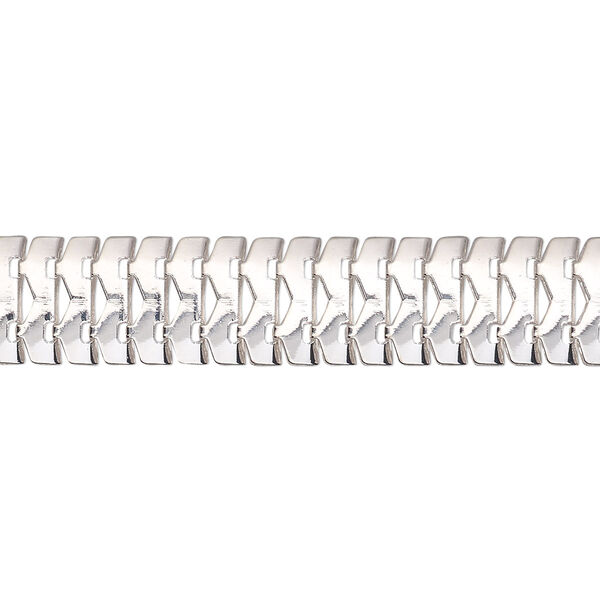Chain, silver-plated steel, 10mm interlocking band link. Sold per pkg of 5 feet. image number 0