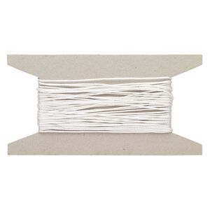 Cord, nylon, white, 1mm round. Sold per 25-foot card.