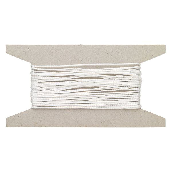 Cord, nylon, white, 1mm round. Sold per 25-foot card. image number 0