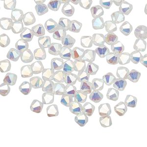 Bead 720pk crystal AB 2X, Preciosa Czech crystal 4mm bicone