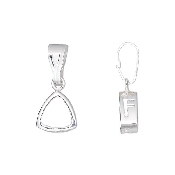 Pendant, sterling silver, smooth trillion, 10mm, 8mm trillion setting. Sold individually. image number 0