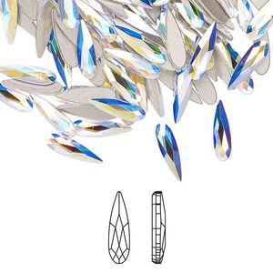 Flat back 180pk crystal AB foil back, Crystal Passions® 10x2.8mm raindrop 2304