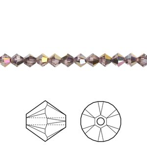 Bead 48pk light amethyst heavy vitrail light, Crystal Passions® 4mm bicone 5328