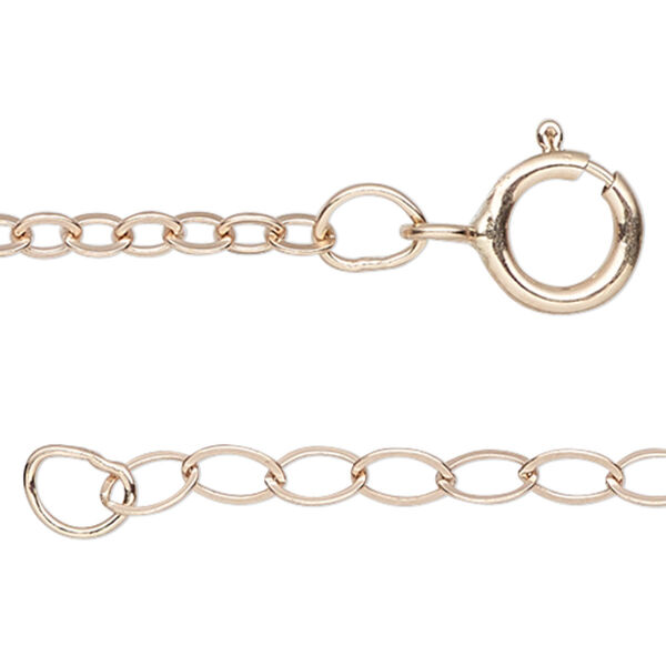 Chain, 14Kt rose gold-filled, 1.9mm flat cable, 16 inches with 2-inch extender chain and springring clasp. Sold individually. image number 0