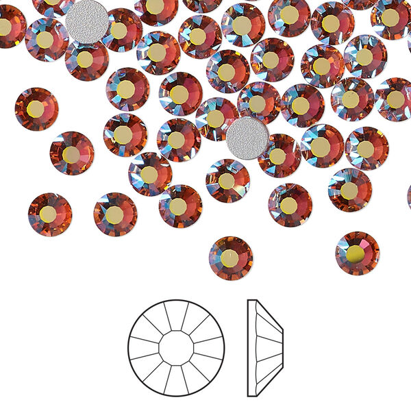 Flat back 144pk rose peach AB foil back, Preciosa VIVA 12® Czech crystal rhinestone 4.6-4.8mm chaton rose round SS20 image number 0
