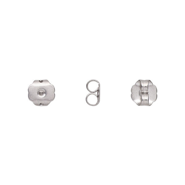 Earnut, stainless steel, 6x6mm scalloped. Sold per pkg of 10 pairs. image number 0