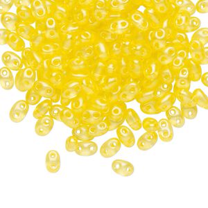 Seed bead, Preciosa Twin™ Czech glass, pkg/250g, 5x2.5mm oval, transparent yellow terra pearl clear, (08386).