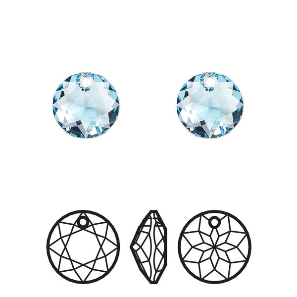 Drop 48pk aquamarine, Swarovski® 10mm pendant classic cut 6430 image number 0