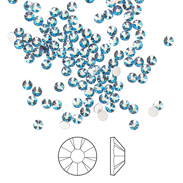 Flat back 144pk denim blue AB foil back, Preciosa MAXIMA Czech crystal hotfix rhinestone 2.3-2.5mm chaton rose round SS8 image number 0