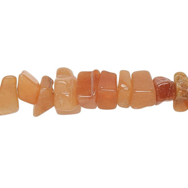 Bead, red aventurine (natural), medium chip with 0.6-0.8mm hole, Mohs hardness 7. Sold per 34-inch strand, approximately 290-320 beads. image number 0