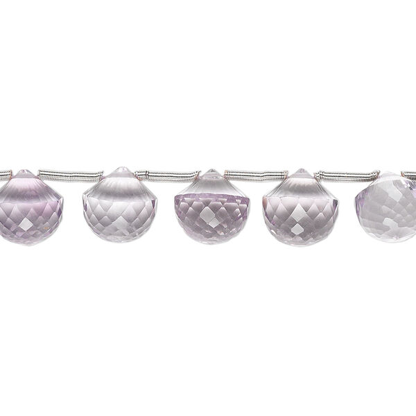 Bead, lavender amethyst (natural), 7x7mm-8x8mm hand-cut top-drilled faceted teardrop, B+ grade, Mohs hardness 7. Sold per pkg of 5 beads. image number 0