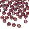 Bead, Czech fire-polished glass 1pkg60, opaque red nebula, 6mm   faceted round. image number 0