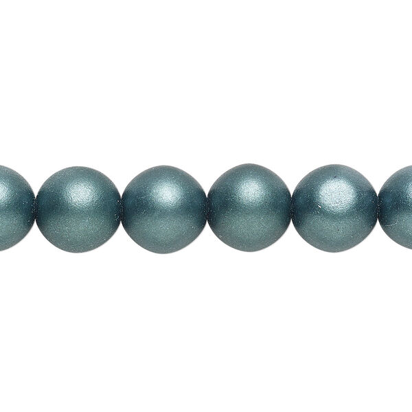 Bead, Czech glass druk, opaque satin dark green, 10mm round. Sold per 15-1/2" to 16" strand. image number 0