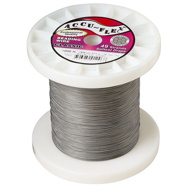 Beading wire, Accu-Flex®, nylon and stainless steel, clear, 49 strand, 0.014-inch diameter. Sold per 1,000-foot spool. image number 0