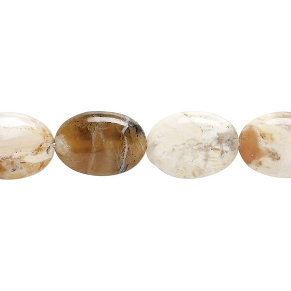 Bead, brandy opal (natural), 14x10mm hand-cut puffed oval, B grade, Mohs hardness 5-1/2 to 6-1/2. Sold per 15-1/2" to 16" strand. image number 0