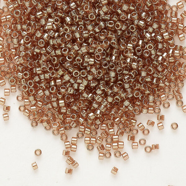 Seed bead, Delica®, glass, pkg/250g, #11 round, translucent gold luster peach topaz (DB-0102). image number 0