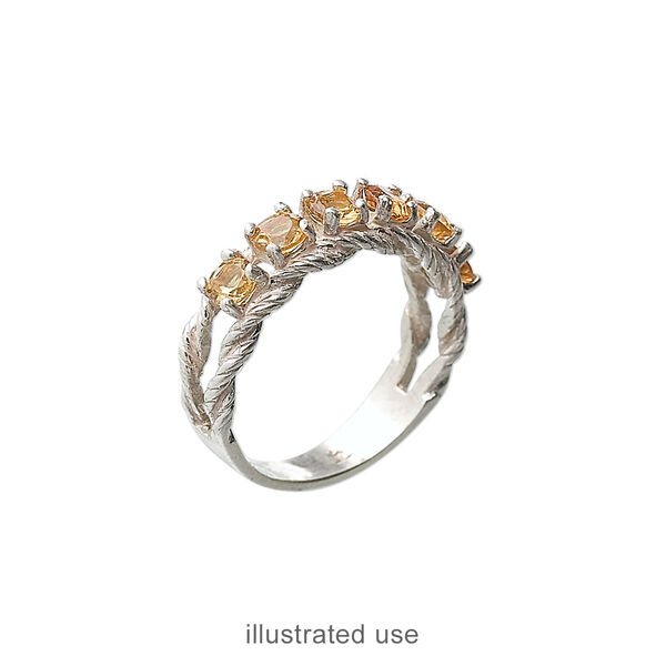 Ring, sterling silver, twisted band with (6) 3.5mm 4-prong round settings, size 7. Sold individually. image number 1