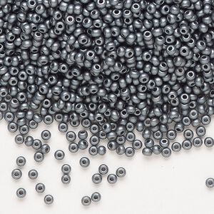 Seed bead, Preciosa Ornela Czech glass, pkg/50g, #11 rocaille, opaque PermaLux dyed black chalkwhite, (22022).