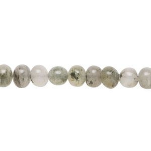 Black spotted quartz 1pkg1, hand-cut uneven round / rondelle bead natural 14 inch 6-7mm / 6x4mm