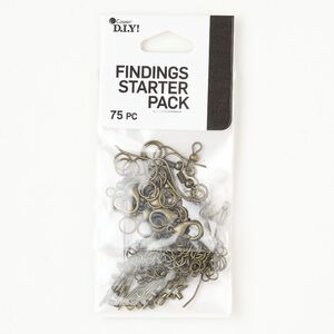 Steel 1pkg75, mixed shapes finding assortment antique gold-finished mixed sizes