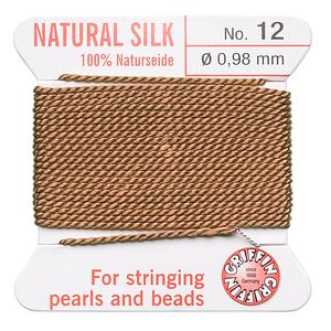 Thread, Griffin, silk, cornelian, size #12. Sold per 2-meter card (approximately 78 inches).