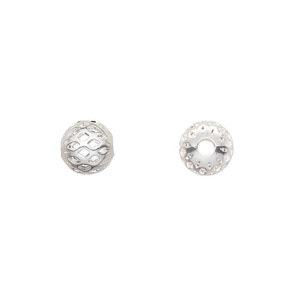 Bead, silver-plated brass, 8mm weave round. Sold per pkg of 10. image number 0