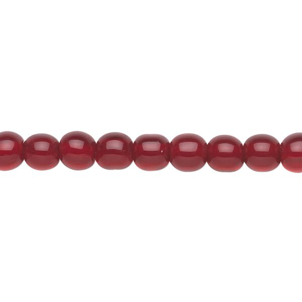 Bead, glass, red, 6mm round. Sold per 36-inch strand. image number 0