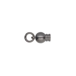 Ball end, gunmetal-plated brass, 11x6mm with jump ring, for use with Dione® Easy-On Chain. Sold per pkg of 2.