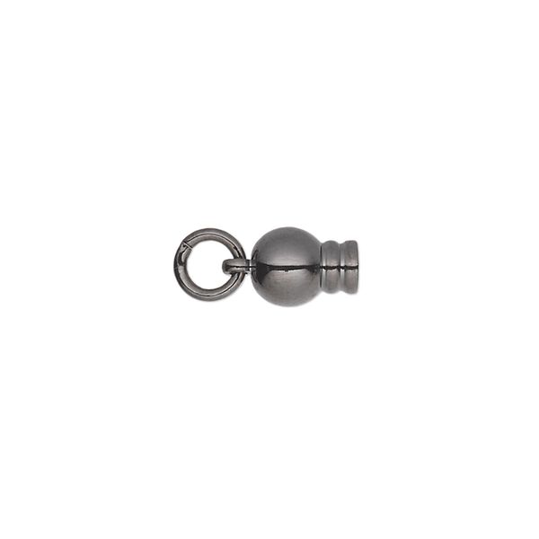 Ball end, gunmetal-plated brass, 11x6mm with jump ring, for use with Dione® Easy-On Chain. Sold per pkg of 2. image number 0
