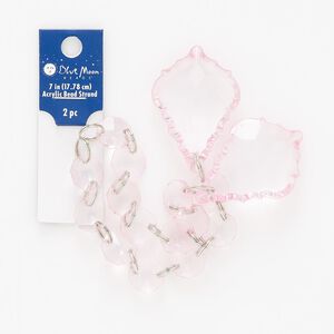 Focal and link mix, acrylic and steel, light pink, 14mm faceted puffed octagon and 49x34mm faceted puffed baroque, 7 inches. Sold per pkg of 2.