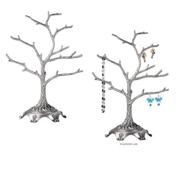 Display, antique silver-plated "pewter" (zinc-based alloy), 14 x 10-1/2 x 6-inch tree. Sold individually. image number 0
