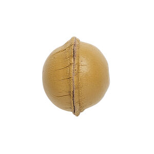 Bead, leather, natural, 13-17mm smooth round. Sold individually.