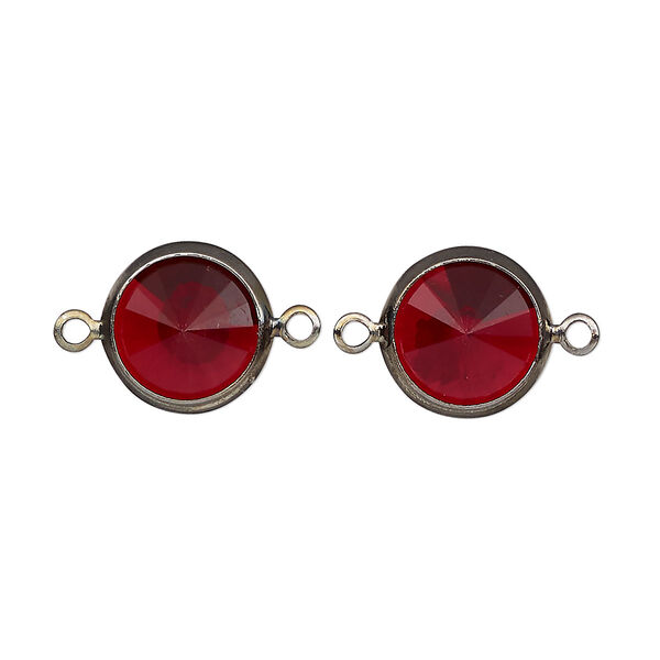 Link, Vintage Crystal™, crystal and gunmetal-plated brass, Siam, 12mm rivoli. Sold per pkg of 2. image number 0