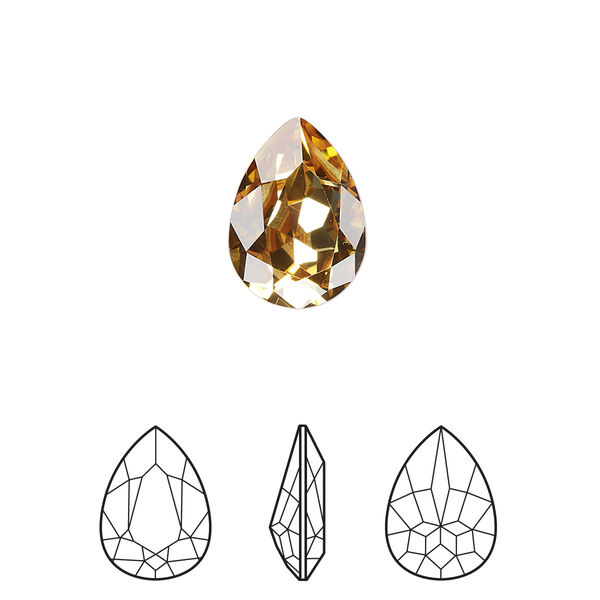 Fancy stone 1pk golden topaz foil back, Crystal Passions® 14x10mm pear 4320 image number 0