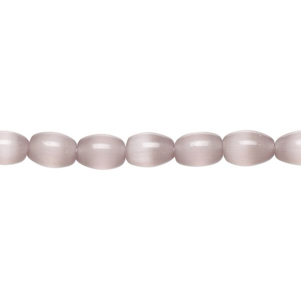 Bead, cat's eye glass (fiber optic glass), lavender, 7x5mm-8x6mm oval, quality grade. Sold per 15-1/2" to 16" strand. image number 0