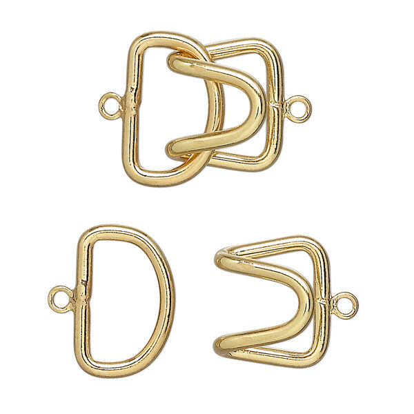 Clasp, hook, gold-plated brass, 23x15mm. Sold per pkg of 10. image number 0