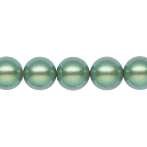 Pearl 10pk pearlescent green, Preciosa Czech crystal 10mm round