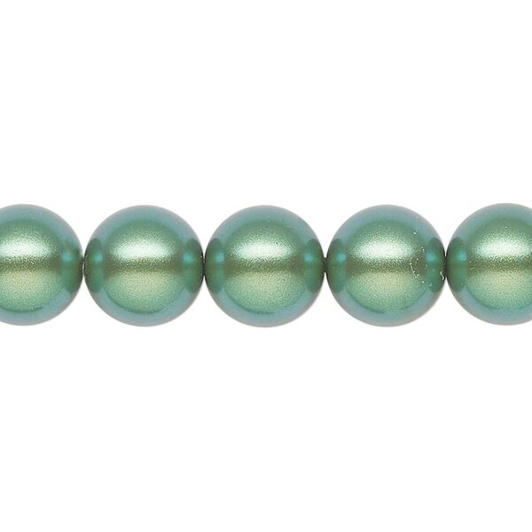 Pearl 10pk pearlescent green, Preciosa Czech crystal 10mm round image number 0