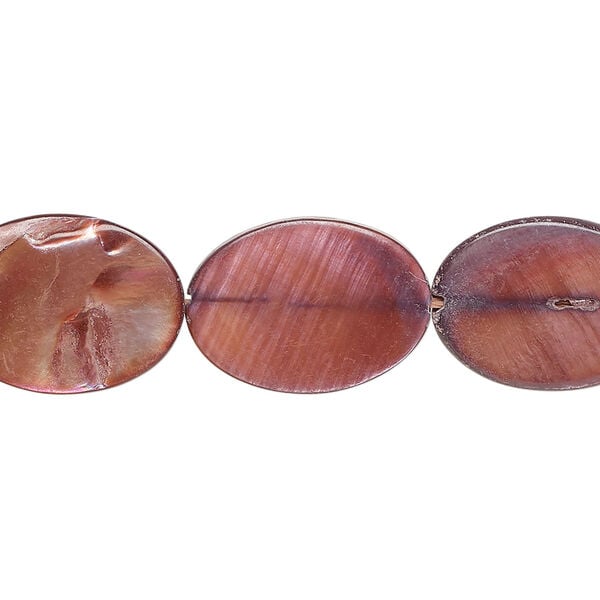 Mother-of-pearl shell 1pkg1, flat oval bead 15 inch rhubarb 17x13mm-18x14mm image number 0