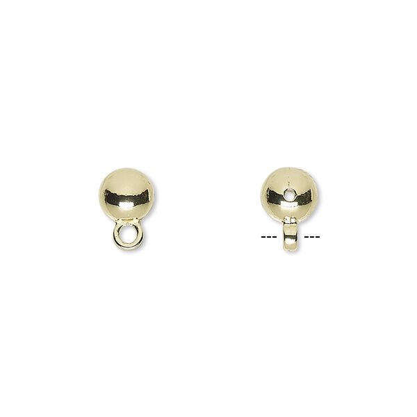 Bead, gold-finished "pewter" (zinc-based alloy), 6mm round with closed loop. Sold per pkg of 100. image number 0
