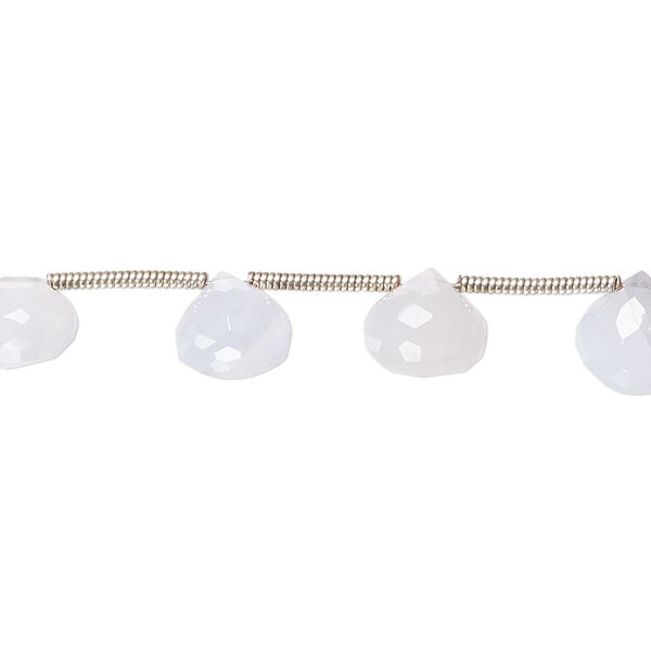 Bead, blue chalcedony (dyed), light, 7-8mm hand-cut top-drilled faceted teardrop with 0.4-1.4mm hole, C+ grade, Mohs hardness 6-1/2 to 7. Sold per pkg of 18. image number 0