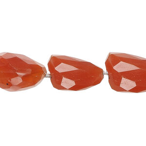 Carnelian 1pkg5, hand-cut faceted nugget bead, small to medium