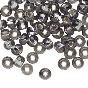 Seed bead, Preciosa Ornela Czech glass, pkg/500g, #2 rocaille, transparent silver-lined grey, (47010).
