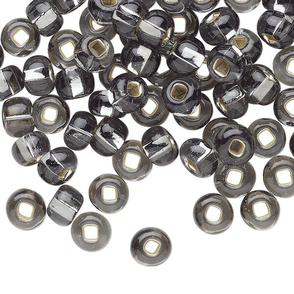 Seed bead, Preciosa Ornela Czech glass, pkg/500g, #2 rocaille, transparent silver-lined grey, (47010). image number 0