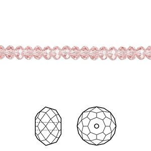 Bead 12pk light rose, Crystal Passions® 4x3mm rondelle 5040