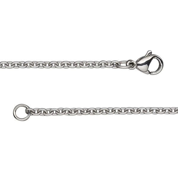 Chain, stainless steel, 2.2mm cable, 20 inches with lobster claw clasp. Sold individually. image number 0